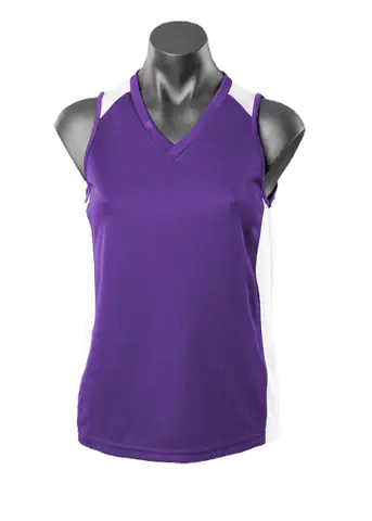 Aussie Pacific Premier Ladies Singlet 2101 Casual Wear Aussie Pacific Purple/White 8